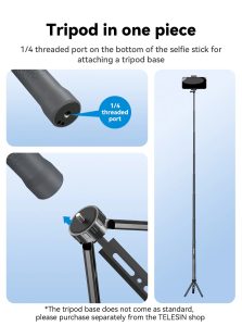 TELESIN 1.2m Carbon Fiber Selfie Stick - Image 4