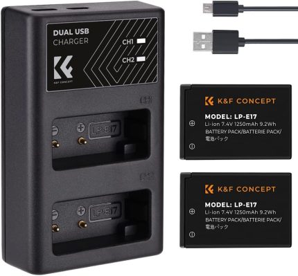 K&F Canon LP-E17 battery 2 pcs dual slot battery charger kit - KF28.0014