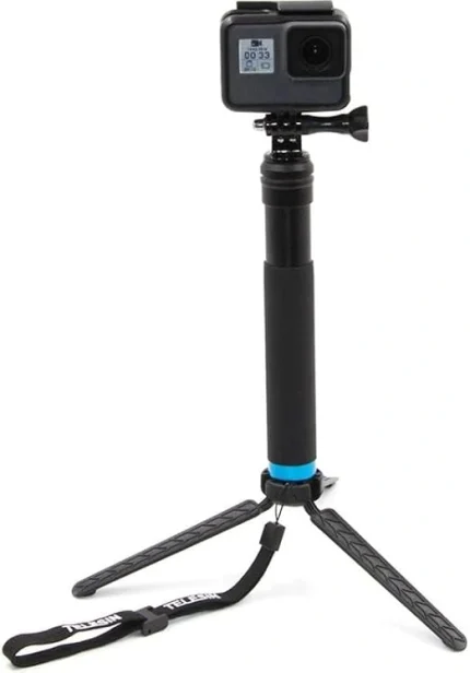TELESIN Selfie Aluminum monopod with plastic tripod stand for for action cameras